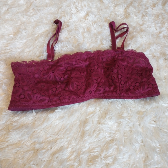 5/$25 IJak Floral Lace Maroon Removable Strap Strapless Bralette Bandeau - Picture 2 of 4